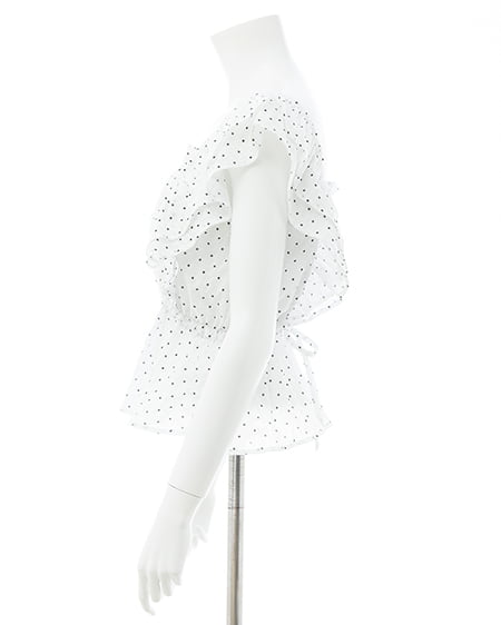 INGNI（イング） フリルペプラムブラウス ｵﾌﾎﾜｲﾄ/ﾄﾞｯﾄ