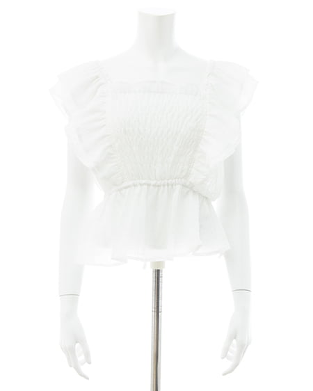 INGNI（イング） フリルペプラムブラウス ｵﾌﾎﾜｲﾄ