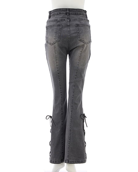 INGNI(イング) サイドレースアップ&センターシームフレアデニムパンツ グレー/A