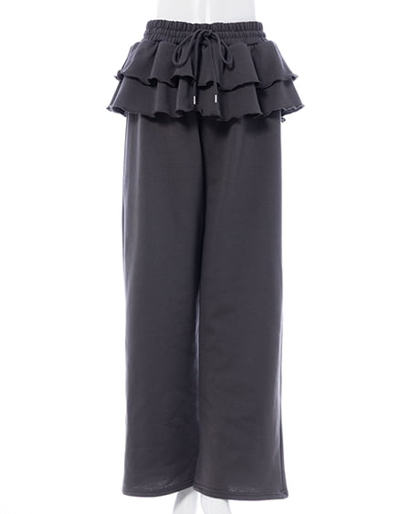 INGNI（イング） フリルスウェットパンツ ﾁｬｺｰﾙｸﾞﾚｰ