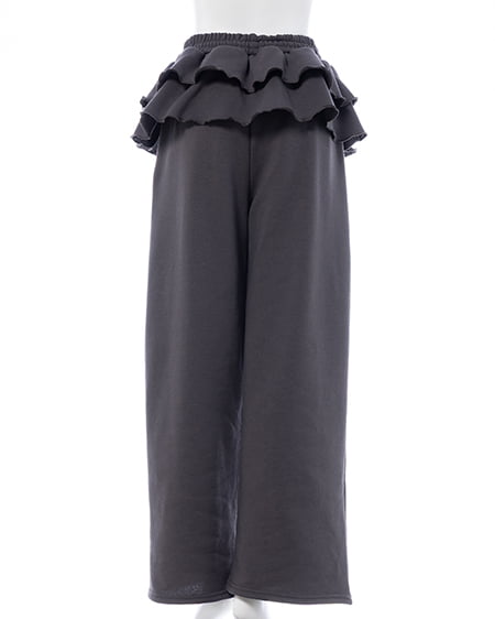 INGNI（イング） フリルスウェットパンツ ﾁｬｺｰﾙｸﾞﾚｰ