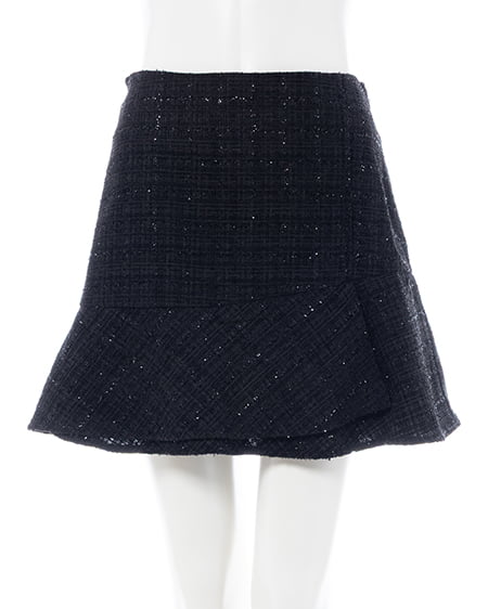 INGNI(イング) アシメ切替ツイードミニスカパン クロ/ツイード