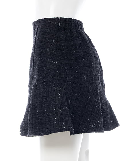 INGNI(イング) アシメ切替ツイードミニスカパン クロ/ツイード