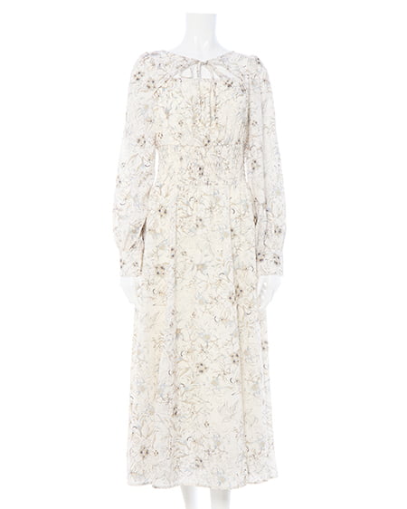 INGNI（イング） デコルテオープン花柄ワンピース ｱｲﾎﾞﾘｰ