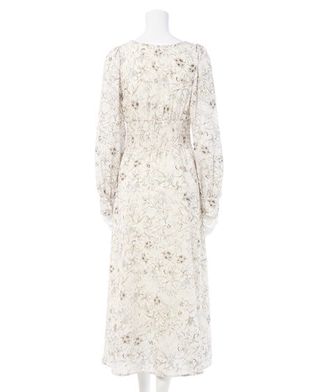 INGNI（イング） デコルテオープン花柄ワンピース ｱｲﾎﾞﾘｰ