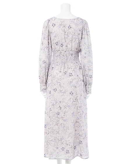 INGNI（イング） デコルテオープン花柄ワンピース ｸﾞﾚｰ