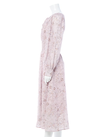 INGNI(イング) デコルテオープン花柄ワンピース ピンク