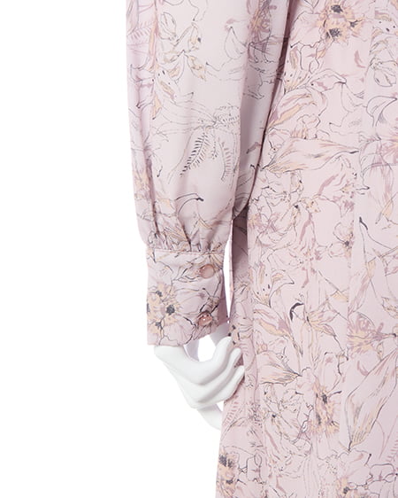 INGNI(イング) デコルテオープン花柄ワンピース ピンク