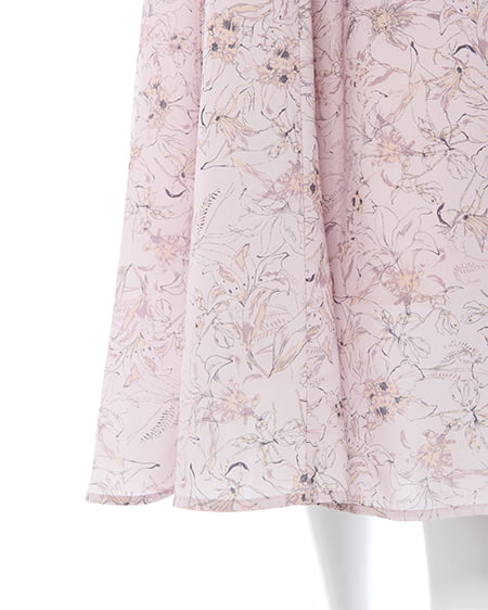 INGNI(イング) デコルテオープン花柄ワンピース ピンク