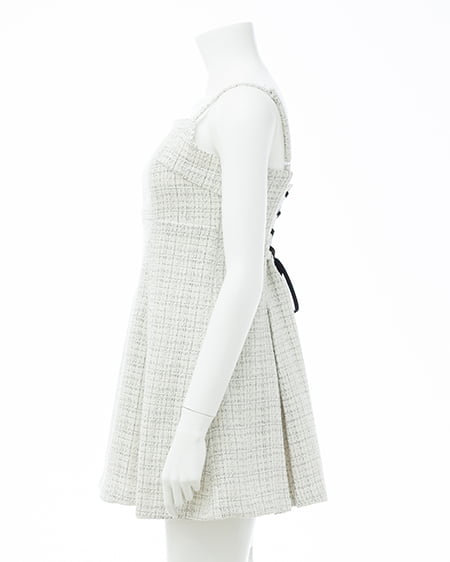 INGNI(イング) バックレースアップツイードミニキャミワンピース オフ/ツイード