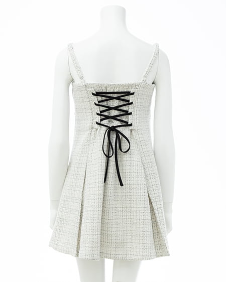 INGNI(イング) バックレースアップツイードミニキャミワンピース オフ/ツイード