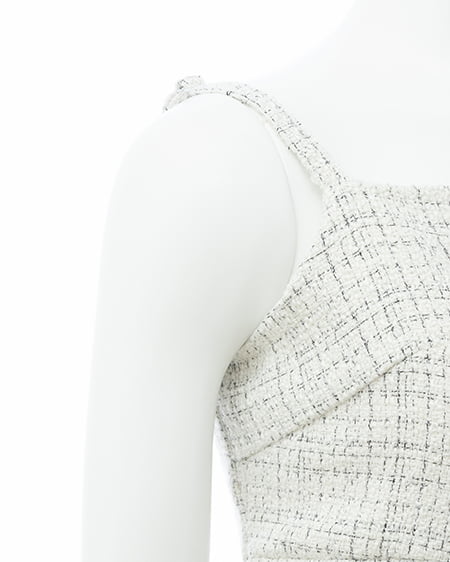 INGNI(イング) バックレースアップツイードミニキャミワンピース オフ/ツイード