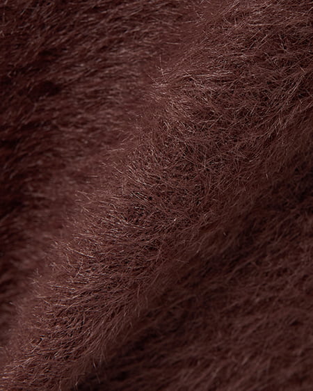 INGNI（イング） Vネックリボンボタンフェザーニットカーディガン ﾌﾞﾗｳﾝ