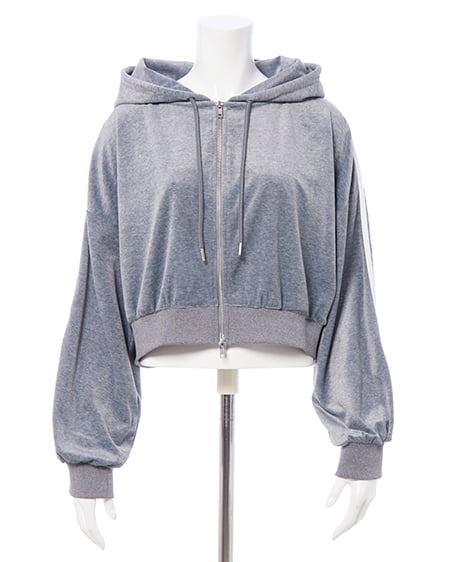 INGNI（イング） サイドラインジップベロアパーカー(セットアップ対応) ｸﾞﾚｰ