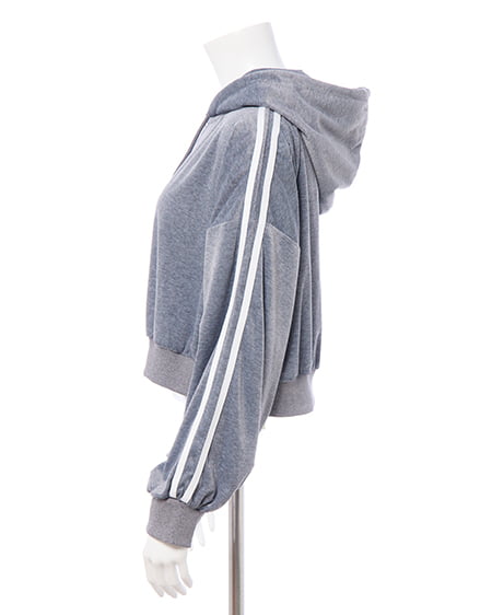 INGNI（イング） サイドラインジップベロアパーカー(セットアップ対応) ｸﾞﾚｰ