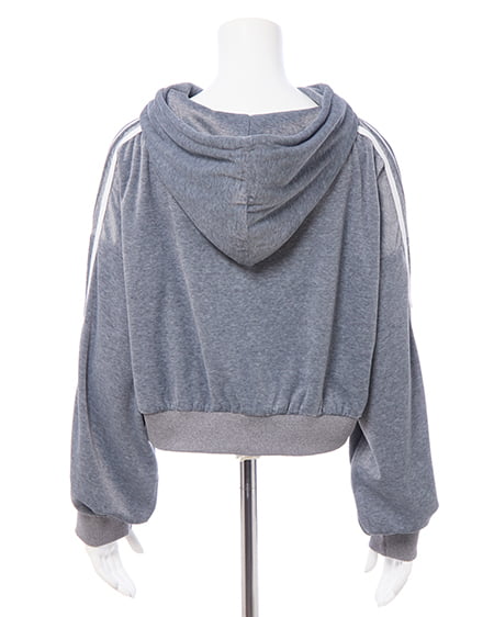 INGNI（イング） サイドラインジップベロアパーカー(セットアップ対応) ｸﾞﾚｰ