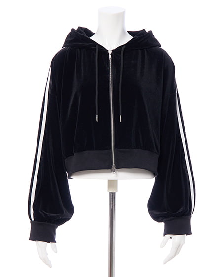 INGNI（イング） サイドラインジップベロアパーカー(セットアップ対応) ｸﾛ