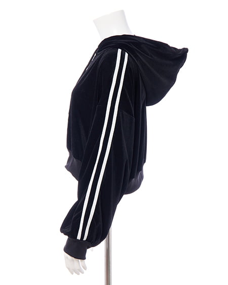 INGNI（イング） サイドラインジップベロアパーカー(セットアップ対応) ｸﾛ