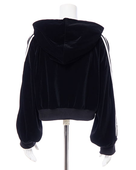 INGNI（イング） サイドラインジップベロアパーカー(セットアップ対応) ｸﾛ
