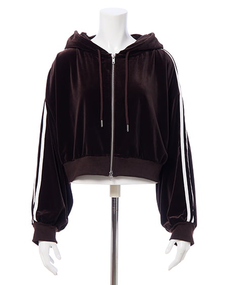INGNI(イング) サイドラインジップベロアパーカー(セットアップ対応) ブラウン