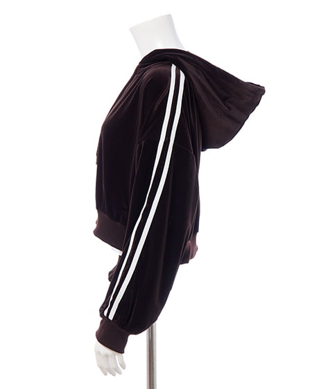 INGNI(イング) サイドラインジップベロアパーカー(セットアップ対応) ブラウン