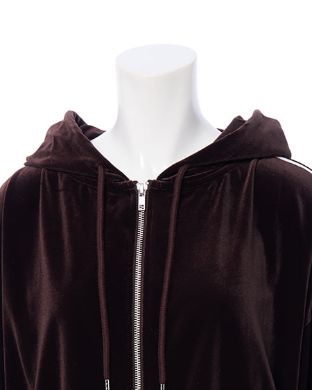 INGNI(イング) サイドラインジップベロアパーカー(セットアップ対応) ブラウン