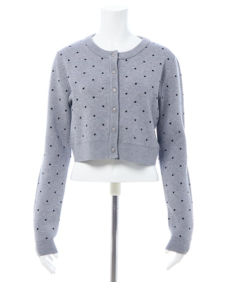 INGNI(イング) ドット柄ニットカーディガン グレー/クロ