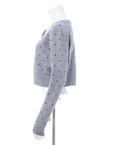 INGNI(イング) ドット柄ニットカーディガン グレー/クロ