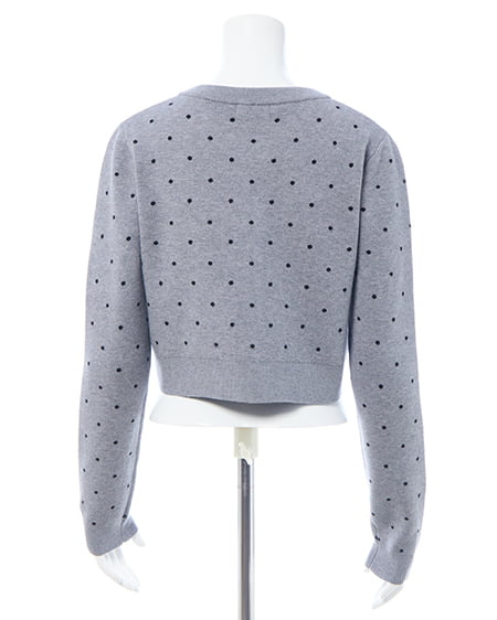 INGNI(イング) ドット柄ニットカーディガン グレー/クロ