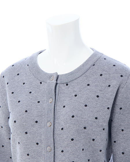 INGNI(イング) ドット柄ニットカーディガン グレー/クロ