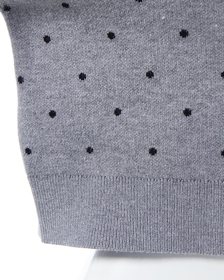 INGNI(イング) ドット柄ニットカーディガン グレー/クロ