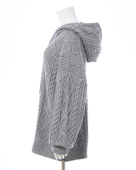 INGNI（イング） ケーブルビッグニットパーカー ｸﾞﾚｰ
