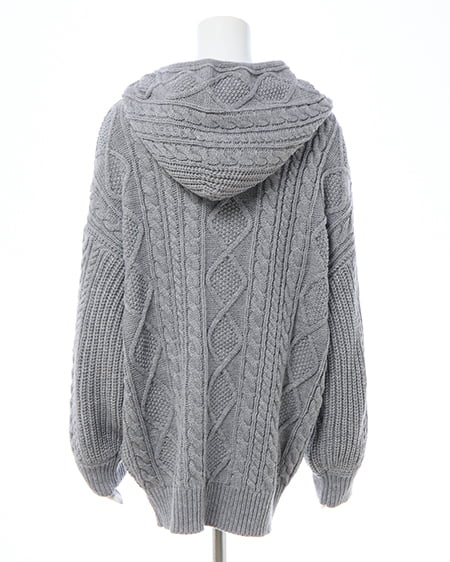 INGNI（イング） ケーブルビッグニットパーカー ｸﾞﾚｰ
