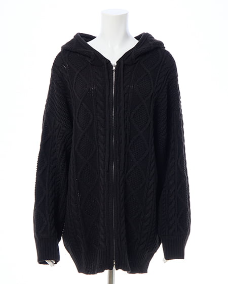 INGNI（イング） ケーブルビッグニットパーカー ｸﾛ