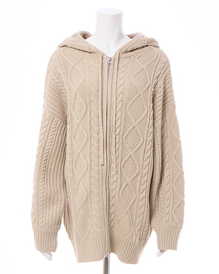 INGNI（イング） ケーブルビッグニットパーカー ﾍﾞｰｼﾞｭ