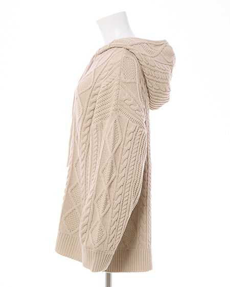 INGNI（イング） ケーブルビッグニットパーカー ﾍﾞｰｼﾞｭ