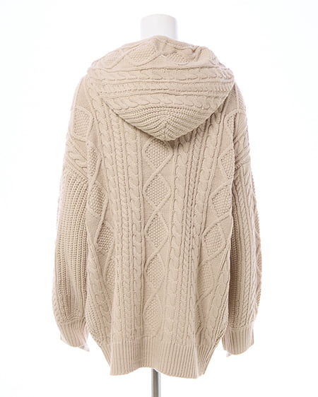 INGNI（イング） ケーブルビッグニットパーカー ﾍﾞｰｼﾞｭ