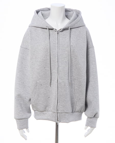 INGNI（イング） ビジュー付ダンボールジップパーカー ｸﾞﾚｰ