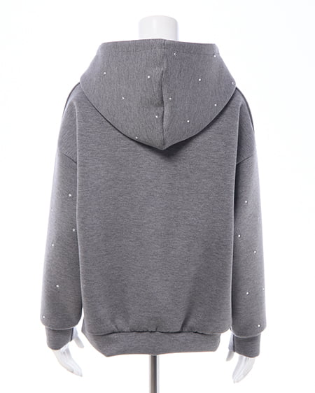 INGNI（イング） ビジュー付ダンボールジップパーカー ﾁｬｺｰﾙｸﾞﾚｰ