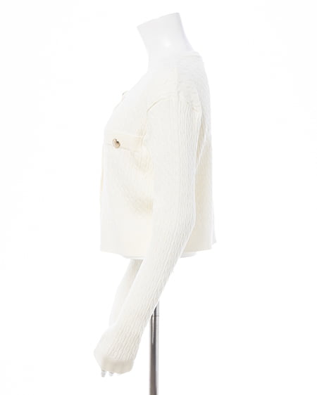 INGNI（イング） 金ボタンケーブルニットカーディガン ｵﾌﾎﾜｲﾄ