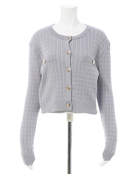 INGNI（イング） 金ボタンケーブルニットカーディガン ｸﾞﾚｰ