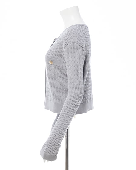 INGNI（イング） 金ボタンケーブルニットカーディガン ｸﾞﾚｰ