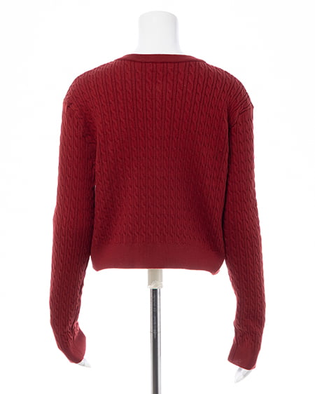 INGNI(イング) 金ボタンケーブルニットカーディガン アカ