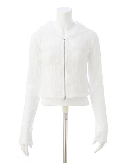 INGNI（イング） ダブルジップレースパーカー ｵﾌﾎﾜｲﾄ