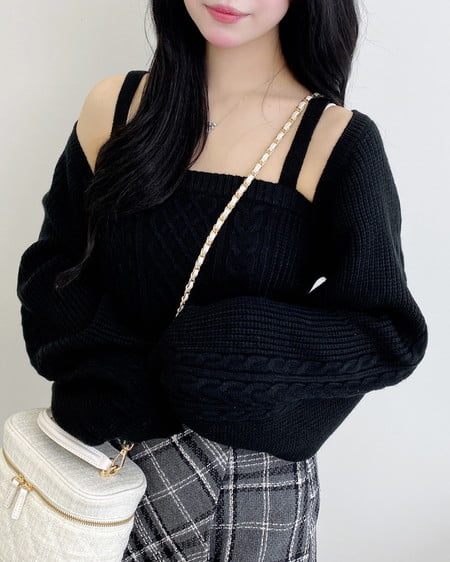 【9／30までの限定価格】ケーブルボレロニットアンサンブル