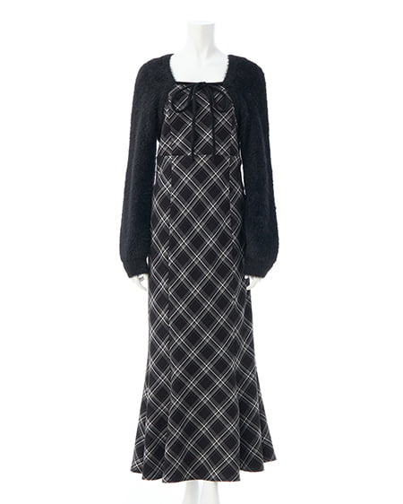 【WEB限定】シャギーニットボレロ＋マーメイドワンピースセット