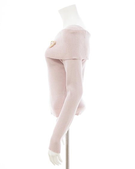 INGNI(イング) ブローチ付オフショルニット ピンク