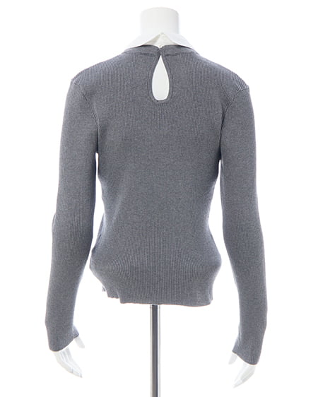 INGNI（イング） 襟付ボウタイニット ﾁｬｺｰﾙｸﾞﾚｰ