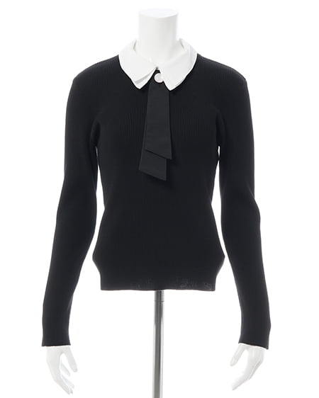 INGNI（イング） 襟付ボウタイニット ｸﾛ