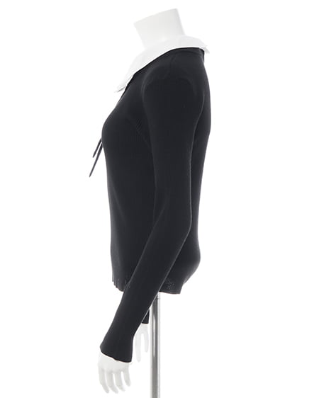 INGNI（イング） 襟付ボウタイニット ｸﾛ